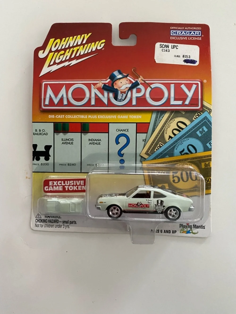 Monopoly Johnny Lightning Die-Cast Car - White with Monopoly Graphics